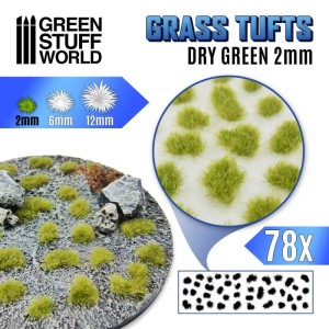 GSW Grass TUFTS - 2mm self-adhesive - DRY GREEN